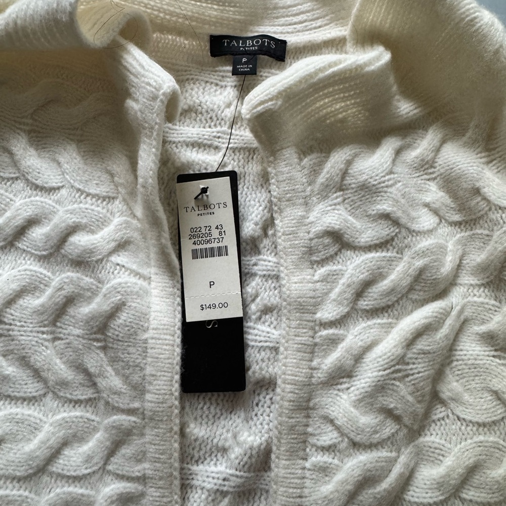Talbots Women's Cream Cable Knit Cardigan